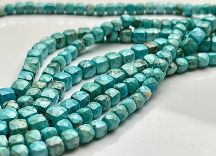 5mm 6mm Micro Faceted Cube Dice Square Shape Multi Blue Turquoise Blue Brown Color Gemstone Beads 15.5 Inches #4030
