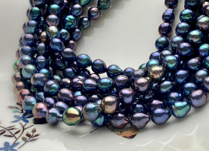 6-7x8 mm AAA Rainbow Peacock Edison Baroque Freshwater Pearl Tear Drop Shape Beads Genuine High Luster Top Quality Edison Pearls #P1634