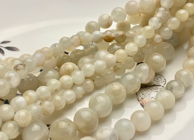 8mm 10mm Half Strand Large Hole Smooth Round Moonstone Gemstone Beads Hole Size 2.0 mm Natural White Moonstone Beads 8 Inches Strand #3767