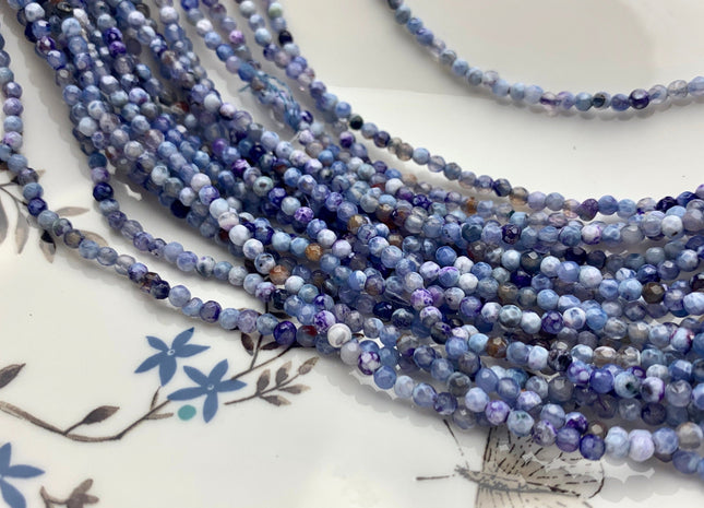 WHOLESALE 3 mm Faceted Round Agate Gemstone Beads Genuine Mixed White Green Purple Orange Blue Agate Loose Beads 15 Inches #3230