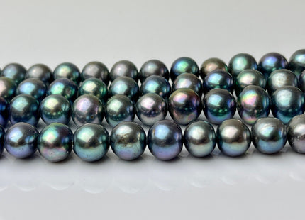 10mm AAA Large Hole Off Round Rainbow Peacock Freshwater Pearl Beads Hole Size 1.2mm 1.5mm Genuine High Quality High Luster Pearls #P2239