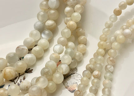 8mm 10mm Half Strand Large Hole Smooth Round Moonstone Gemstone Beads Hole Size 2.0 mm Natural White Moonstone Beads 8 Inches Strand #3767