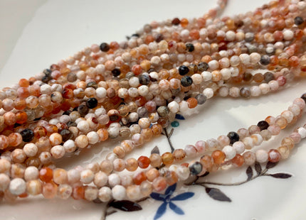 WHOLESALE 3 mm Faceted Round Agate Gemstone Beads Genuine Mixed White Green Purple Orange Blue Agate Loose Beads 15 Inches #3230