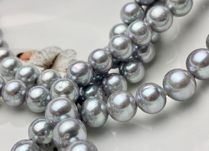 10 mm Half Strand Extra Shiny Large Hole Natural White/Pink OR Gray Round Freshwater Pearl 1.5mm 2.2mm Hole High Luster Genuine Pearls #231