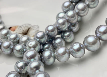 10 mm Half Strand Extra Shiny Large Hole Natural White/Pink OR Gray Round Freshwater Pearl 1.5mm 2.2mm Hole High Luster Genuine Pearls #231