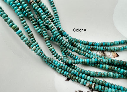 2x4 mm Smooth Rondelle Shape Turquoise Beads Green Brown Color Gemstone Loose Beads #3799