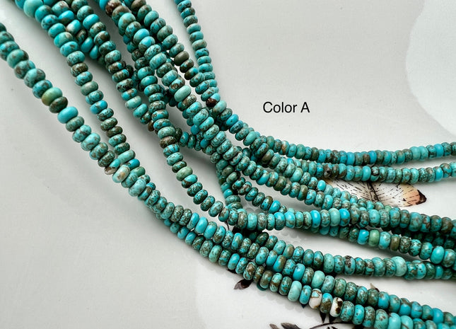 2x4 mm Smooth Rondelle Shape Turquoise Beads Green Brown Color Gemstone Loose Beads #3799