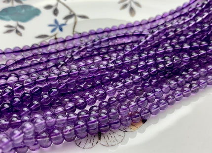4 mm AAA Top Quality Smooth Round Amethyst Gemstone Bead February Birthstone Beads Natural Clear Amethyst Beads #2616