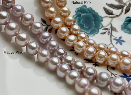 10 mm Half Strand Extra Shiny Large Hole Natural White/Pink OR Gray Round Freshwater Pearl 1.5mm 2.2mm Hole High Luster Genuine Pearls #231