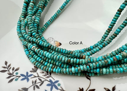 2x4 mm Smooth Rondelle Shape Turquoise Beads Green Brown Color Gemstone Loose Beads #3799