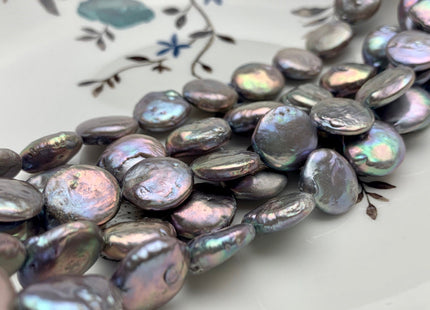 13 mm AA Lavender Gray Color Flat Coin Freshwater Pearl Beads Genuine Gray Freshwater Coin Pearls #1903