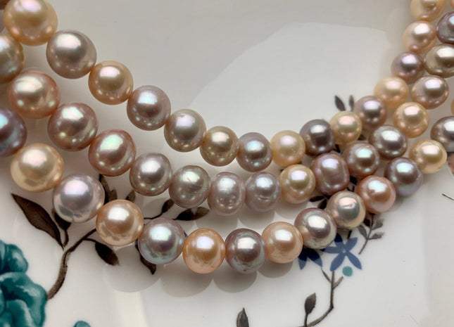 9-10 mm AA Natural Multi Pink Semi Round Freshwater Pearl Beads Genuine High Luster Smooth And Round Freshwater Pearls #1421