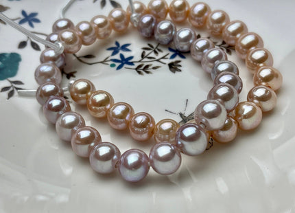 10 mm Half Strand Extra Shiny Large Hole Natural White/Pink OR Gray Round Freshwater Pearl 1.5mm 2.2mm Hole High Luster Genuine Pearls #231