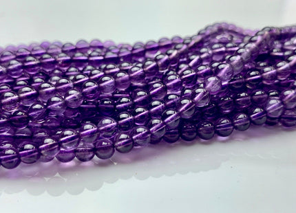4 mm AAA Top Quality Smooth Round Amethyst Gemstone Bead February Birthstone Beads Natural Clear Amethyst Beads #2616