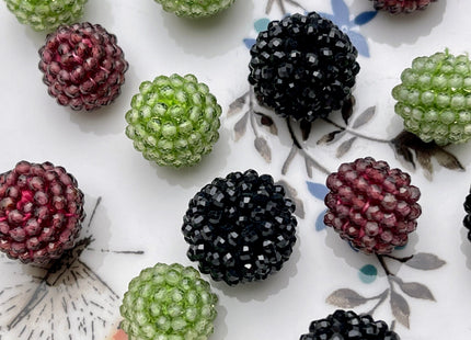 One Pieces 10x12-14 mm Beaded Flower Ball Garnet Peridot Black Spinel Gemstone Beads Genuine Tiny Natural Red Green Gemstone Beads #3780
