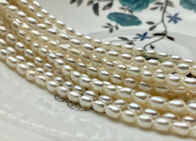 WHOLESALE 4.5-5 x 6.5-7 mm AAA Natural White Rice Freshwater Pearl Genuine High Luster Pearl Beads Bridal Pearls Wholesale Pearls #83