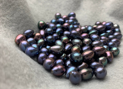 One Piece AAA 7-8x10-11 mm Top Quality High Luster Tear Drop Half Drilled Freshwater Pearls Genuine Peacock Color Freshwater Pearls #1640