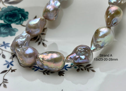 One-Of-A-Kind 18x23-20x28 mm AAA Very Rare HUGE Baroque Freshwater Pearl Bead Genuine Natural Seaweed Mauve Pink Baroque Pearls #P1921