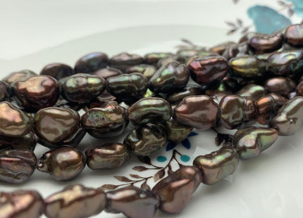 8x11 mm High Luster Limited Edition Dark Brown Copper Keshi Rice Nugget Freshwater Pearl Beads Genuine Natural Keshi Pearl 38 Pieces #P1361