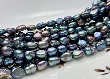 7x9 mm AAA Rainbow Peacock Color Rice Nugget Freshwater Pearl Beads Genuine High Luster Freshwater Pearl Nugget Pearls #P1914