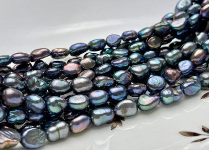 7x9 mm AAA Rainbow Peacock Color Rice Nugget Freshwater Pearl Beads Genuine High Luster Freshwater Pearl Nugget Pearls #P1914