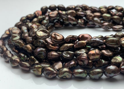 8x11 mm High Luster Limited Edition Dark Brown Copper Keshi Rice Nugget Freshwater Pearl Beads Genuine Natural Keshi Pearl 38 Pieces #P1361