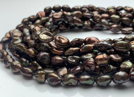 8x11 mm High Luster Limited Edition Dark Brown Copper Keshi Rice Nugget Freshwater Pearl Beads Genuine Natural Keshi Pearl 38 Pieces #P1361
