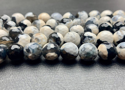 BEST DEAL 10 mm Faceted Round Agate Gemstone Beads Heat Treated Black White And Gray Color Natural Gemstone Agate 15.5 Inches Strand #2665