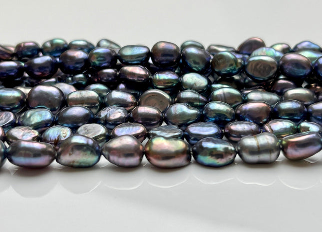 7x9 mm AAA Rainbow Peacock Color Rice Nugget Freshwater Pearl Beads Genuine High Luster Freshwater Pearl Nugget Pearls #P1914