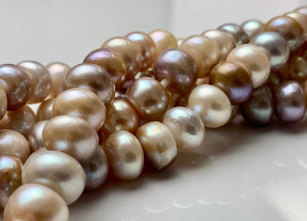 8x11 mm AA Large Hole Round Button Natural Mixed Pink Color Freshwater Pearl Beads Hole 2.2 mm Genuine Natural Color Freshwater Pearls #1955