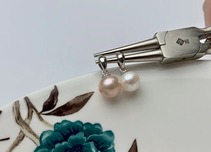 One Piece 925 Sterling Silver/Gold Pendant Setting Findings For Half Drilled Pearls Simple Oval Design Sterling Silver Pendant #10054-A