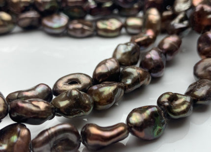 8x11 mm High Luster Limited Edition Dark Brown Copper Keshi Rice Nugget Freshwater Pearl Beads Genuine Natural Keshi Pearl 38 Pieces #P1361