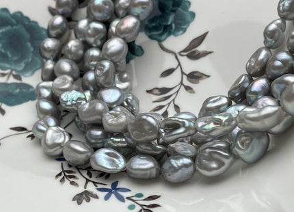 9-10x11-12 mm AA Gray Color Keshi Rice Nugget Freshwater Pearl Beads Very Rare Genuine Freshwater Silver Gray Keshi Nugget Pearls #P1777