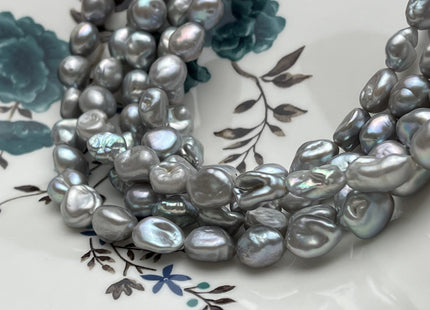 9-10x11-12 mm AA Gray Color Keshi Rice Nugget Freshwater Pearl Beads Very Rare Genuine Freshwater Silver Gray Keshi Nugget Pearls #P1777