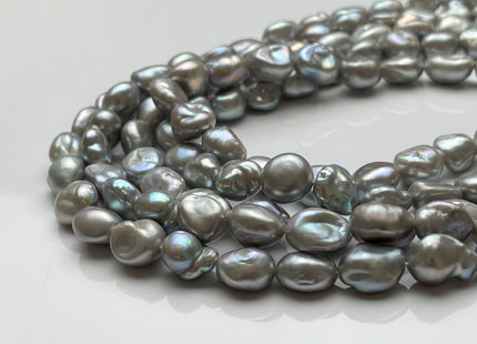 9-10x11-12 mm AA Gray Color Keshi Rice Nugget Freshwater Pearl Beads Very Rare Genuine Freshwater Silver Gray Keshi Nugget Pearls #P1777