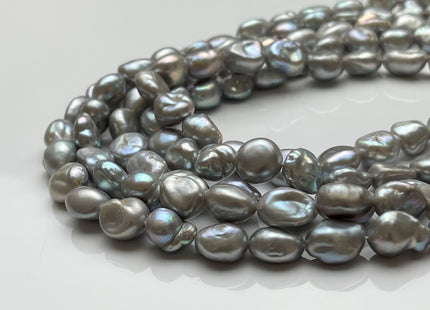 9-10x11-12 mm AA Gray Color Keshi Rice Nugget Freshwater Pearl Beads Very Rare Genuine Freshwater Silver Gray Keshi Nugget Pearls #P1777