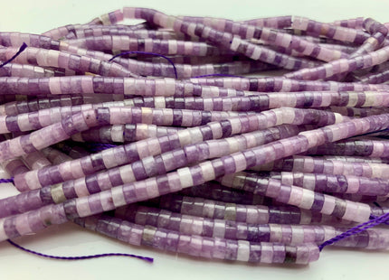 2x4mm Natural Multi Purple Color Lepidolite Heishi Rondelle Shape Genuine Lepidolite Discs Gemstone Loose Beads 15.5 Inches Strand #3807