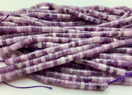 2x4mm Natural Multi Purple Color Lepidolite Heishi Rondelle Shape Genuine Lepidolite Discs Gemstone Loose Beads 15.5 Inches Strand #3807