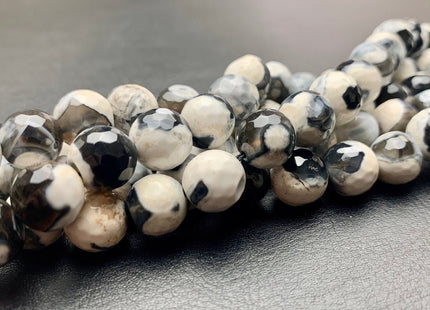BEST DEAL 10 mm Faceted Round Agate Gemstone Beads Heat Treated Black White And Gray Color Natural Gemstone Agate 15.5 Inches Strand #2665