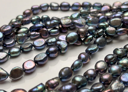 7x9 mm AAA Rainbow Peacock Color Rice Nugget Freshwater Pearl Beads Genuine High Luster Freshwater Pearl Nugget Pearls #P1914