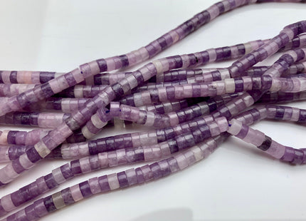2x4mm Natural Multi Purple Color Lepidolite Heishi Rondelle Shape Genuine Lepidolite Discs Gemstone Loose Beads 15.5 Inches Strand #3807
