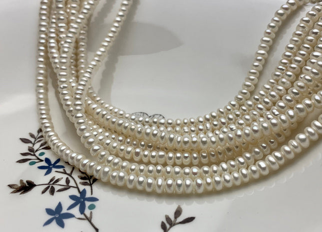 5mm AAA Large Hole Natural White Round Button Freshwater Pearls Hole Size 1.5 mm Genuine High Luster Large Hole Freshwater Pearl Beads #1844