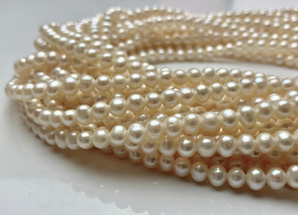 5 mm AA Large Hole Natural White Semi Round/Potato Freshwater Pearls Beads Hole Size 1.2 mm Genuine Large Hole Freshwater Pearls #1806