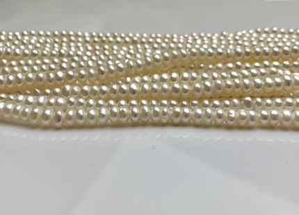 5mm AAA Large Hole Natural White Round Button Freshwater Pearls Hole Size 1.5 mm Genuine High Luster Large Hole Pearl 7.5 Inches #1844