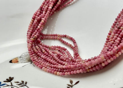 2mm 3mm 4mm Faceted Round Pink Rhodonite Gemstone Beads Rhodonite 15 Inches Strand #3802