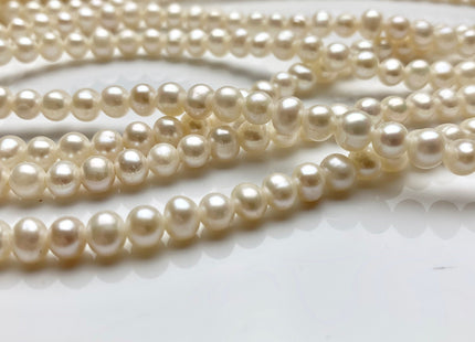 5 mm AA Large Hole Natural White Semi Round/Potato Freshwater Pearls Beads Hole Size 1.2 mm Genuine Large Hole Freshwater Pearls #1806