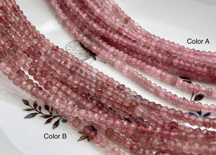 2.5x4 mm AAA Natural Color Faceted Rondelle Strawberry Quartz Gemstone Beads Top Quality Micro Faceted Quartz Gemstone Loose Beads # 2453