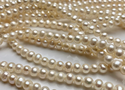 5 mm AA Large Hole Natural White Semi Round/Potato Freshwater Pearls Beads Hole Size 1.2 mm Genuine Large Hole Freshwater Pearls #1806