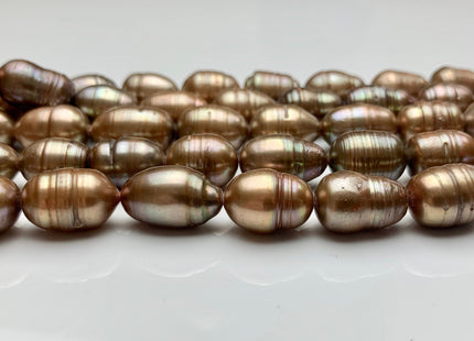 10-11x15 mm Copper Champagne Color Freshwater Rice/Oval Pearls Genuine Dark Champagne Freshwater Rice Pearl Beads #1934