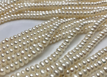 5mm AAA Large Hole Natural White Round Button Freshwater Pearls Hole Size 1.5 mm Genuine High Luster Large Hole Pearl 7.5 Inches #1844